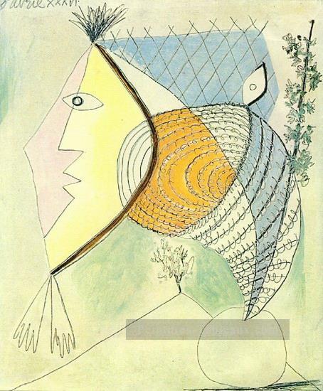 Personnage au coquillage Tete Femme 1936 cubisme Pablo Picasso Peintures à l'huile